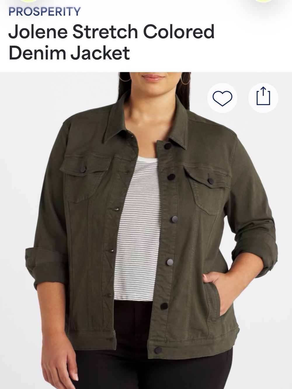 Prosperity Jolene Olive Stretch Denim Jacket